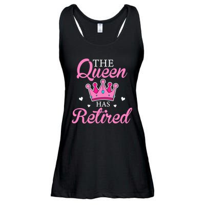 Funny Retirement Floral The Queen Has Retired Ladies Essential Flowy Tank