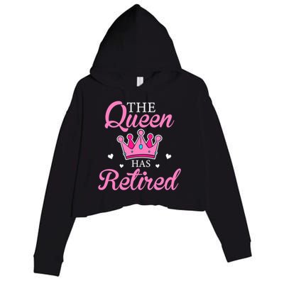 Funny Retirement Floral The Queen Has Retired Crop Fleece Hoodie