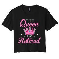 Funny Retirement Floral The Queen Has Retired Women's Crop Top Tee