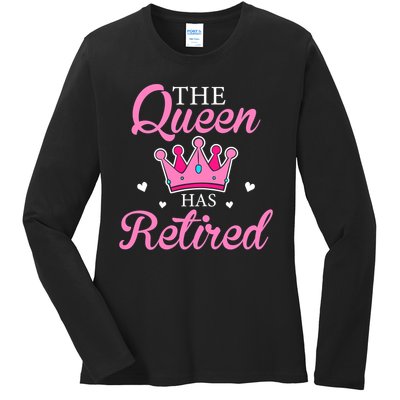 Funny Retirement Floral The Queen Has Retired Ladies Long Sleeve Shirt