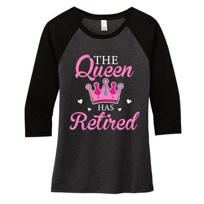 Funny Retirement Floral The Queen Has Retired Women's Tri-Blend 3/4-Sleeve Raglan Shirt