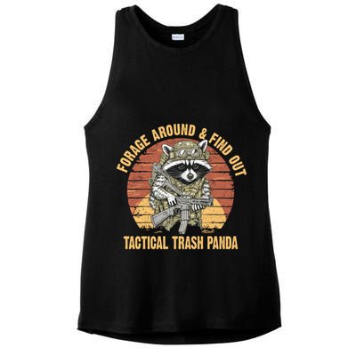 Funny Raccoon Forage Around & Find Out Tactical Trash Panda Ladies PosiCharge Tri-Blend Wicking Tank