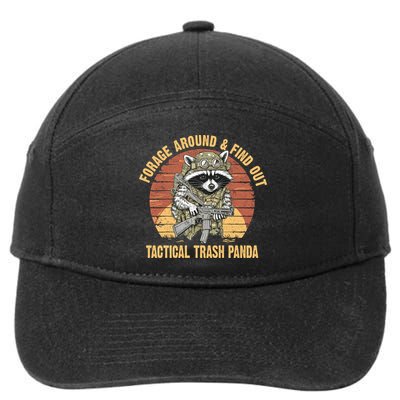 Funny Raccoon Forage Around & Find Out Tactical Trash Panda 7-Panel Snapback Hat