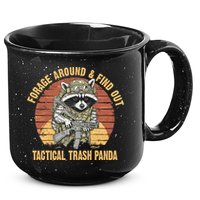 Funny Raccoon Forage Around & Find Out Tactical Trash Panda 15oz Campfire Ceramic Mug