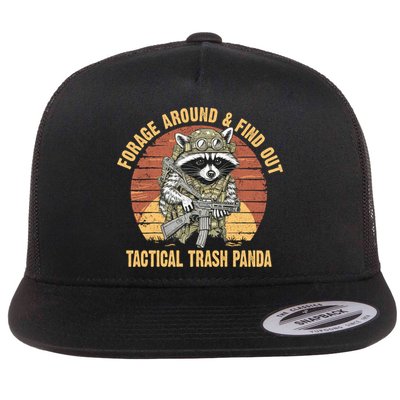 Funny Raccoon Forage Around & Find Out Tactical Trash Panda Flatbill Hat