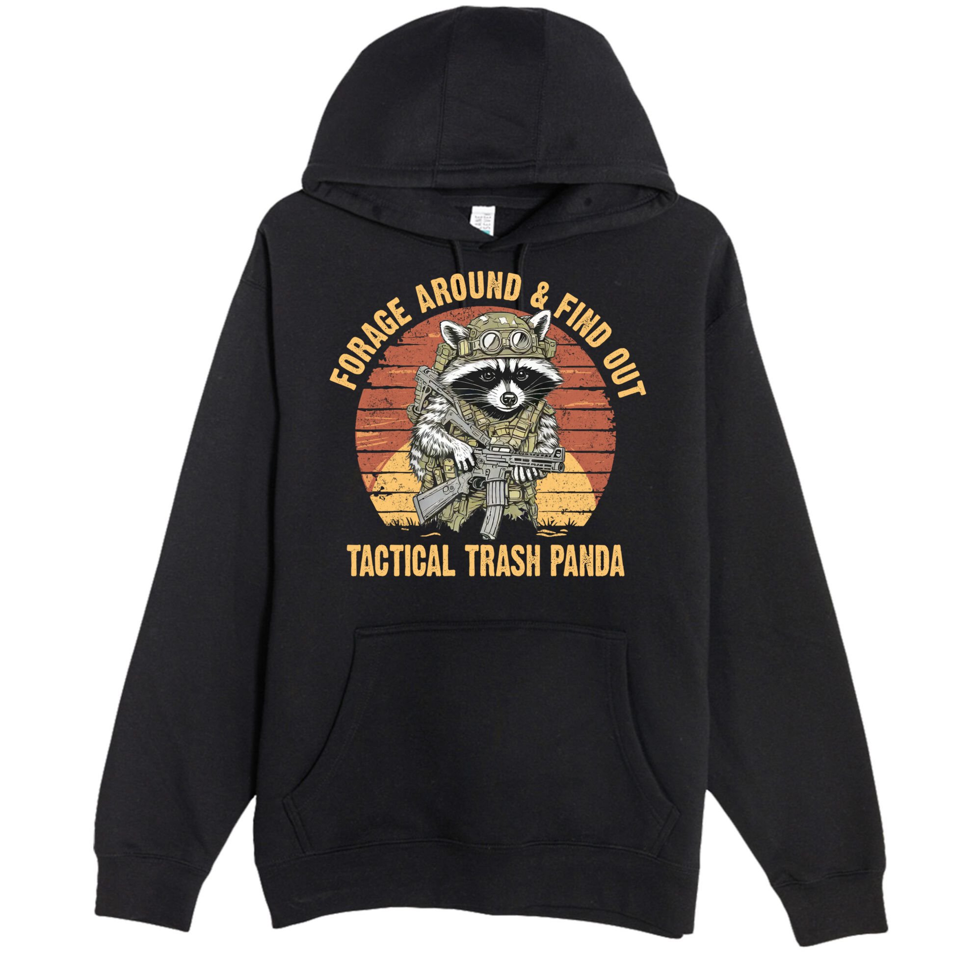 Funny Raccoon Forage Around & Find Out Tactical Trash Panda Premium Pullover Hoodie