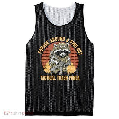 Funny Raccoon Forage Around & Find Out Tactical Trash Panda Mesh Reversible Basketball Jersey Tank