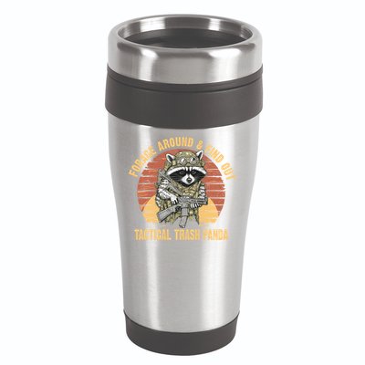 Funny Raccoon Forage Around & Find Out Tactical Trash Panda 16oz Travel Tumbler