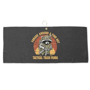 Funny Raccoon Forage Around & Find Out Tactical Trash Panda Large Microfiber Waffle Golf Towel