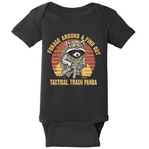 Funny Raccoon Forage Around & Find Out Tactical Trash Panda Baby Bodysuit