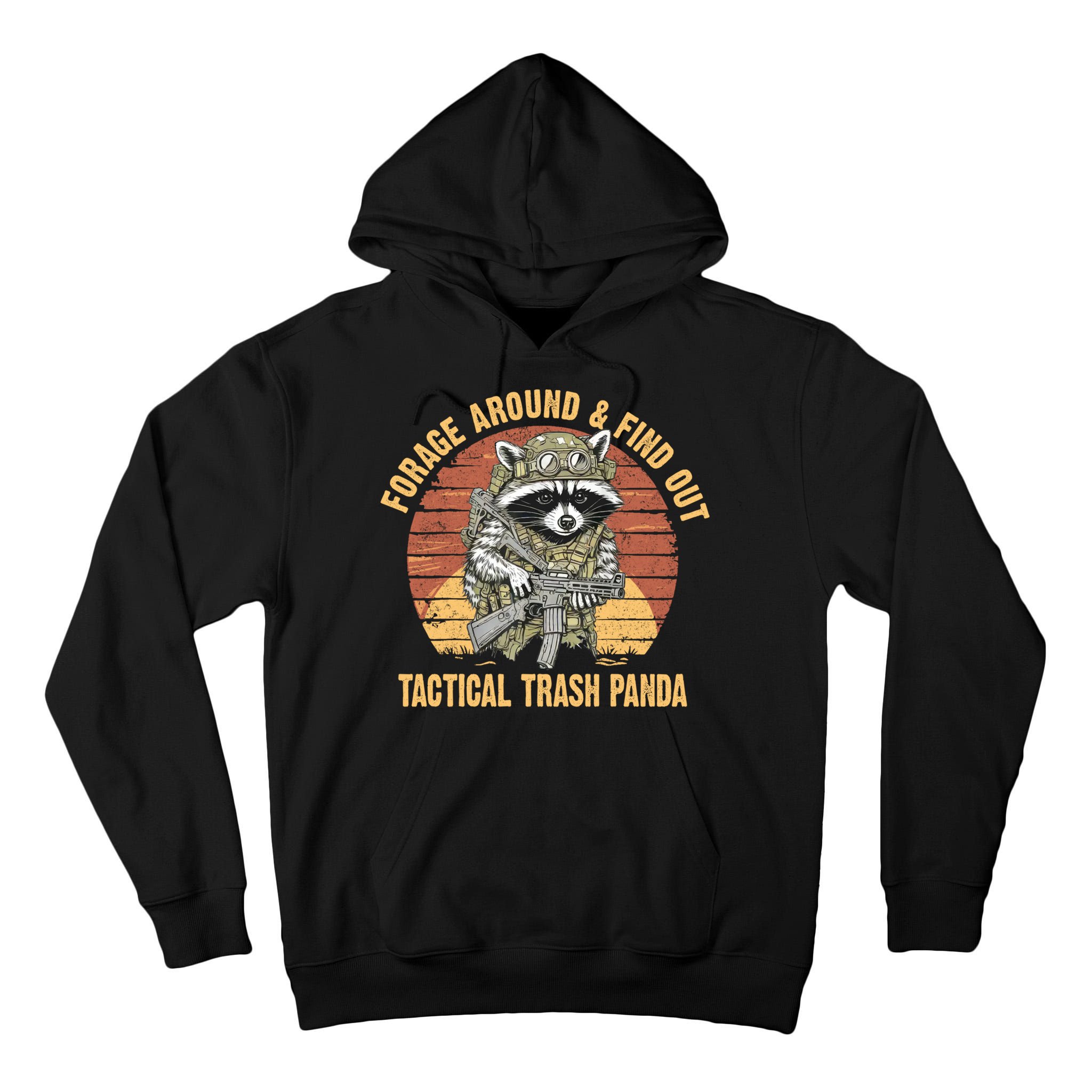 Funny Raccoon Forage Around & Find Out Tactical Trash Panda Tall Hoodie