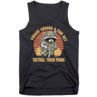 Funny Raccoon Forage Around & Find Out Tactical Trash Panda Tank Top