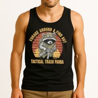 Funny Raccoon Forage Around & Find Out Tactical Trash Panda Tank Top