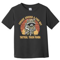 Funny Raccoon Forage Around & Find Out Tactical Trash Panda Toddler T-Shirt