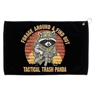 Funny Raccoon Forage Around & Find Out Tactical Trash Panda Grommeted Golf Towel