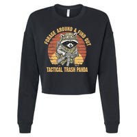Funny Raccoon Forage Around & Find Out Tactical Trash Panda Cropped Pullover Crew
