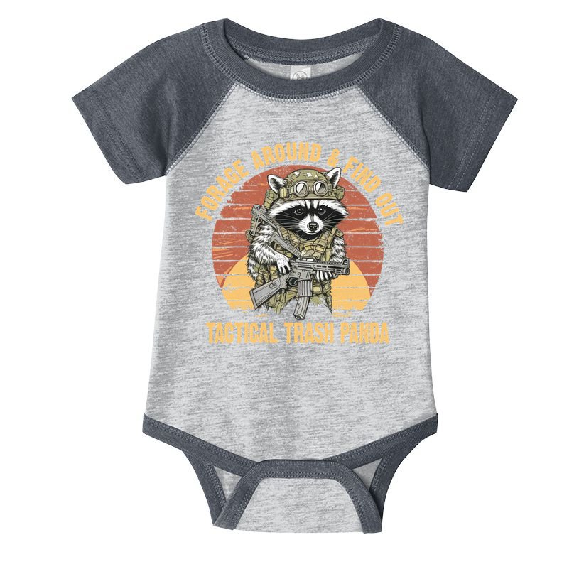 Funny Raccoon Forage Around & Find Out Tactical Trash Panda Infant Baby Jersey Bodysuit