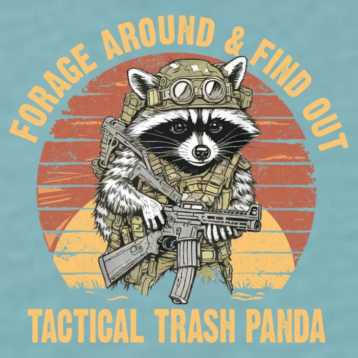 Funny Raccoon Forage Around & Find Out Tactical Trash Panda Sueded Cloud Jersey T-Shirt