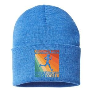 Funny Running For Wo Mom Marathoner Runner Coach Racing  Sustainable Knit Beanie