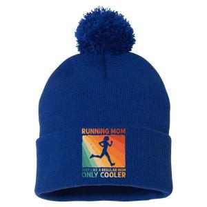 Funny Running For Wo Mom Marathoner Runner Coach Racing  Pom Pom 12in Knit Beanie