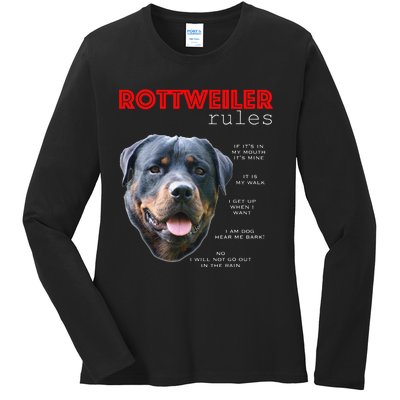 Funny rules for the owner of a Rottweiler Ladies Long Sleeve Shirt