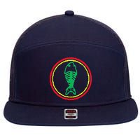 Fishbone Retro Fishing Lover 7 Panel Mesh Trucker Snapback Hat