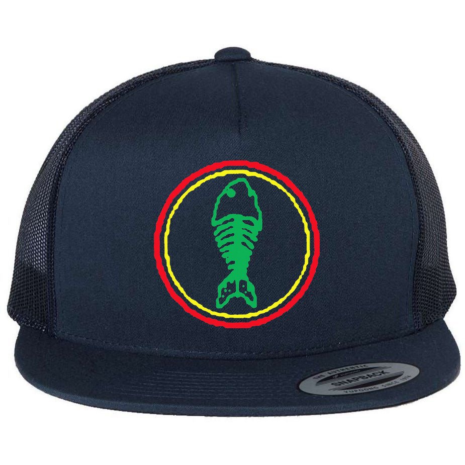 Fishbone Retro Fishing Lover Flat Bill Trucker Hat
