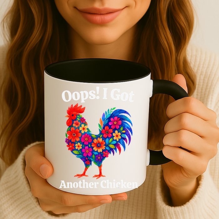 Floral Rooster Farm Animal Funny Oops I Got Another Chicken Mug