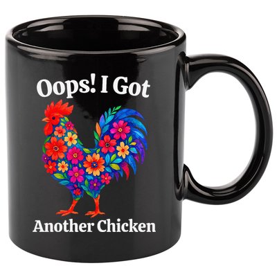 Floral Rooster Farm Animal Funny Oops I Got Another Chicken 11oz C Handle Ceramic Mug
