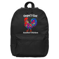 Floral Rooster Farm Animal Funny Oops I Got Another Chicken 16 in Basic Backpack