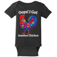 Floral Rooster Farm Animal Funny Oops I Got Another Chicken Baby Bodysuit