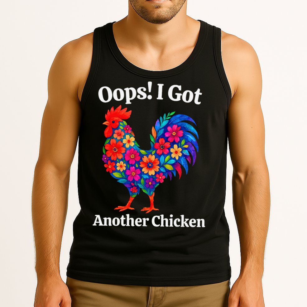 Floral Rooster Farm Animal Funny Oops I Got Another Chicken Tank Top
