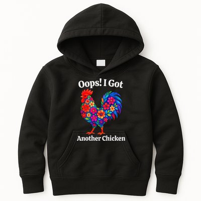 Floral Rooster Farm Animal Funny Oops I Got Another Chicken Kids Hoodie