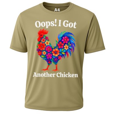Floral Rooster Farm Animal Funny Oops I Got Another Chicken Cooling Performance Crew T-Shirt