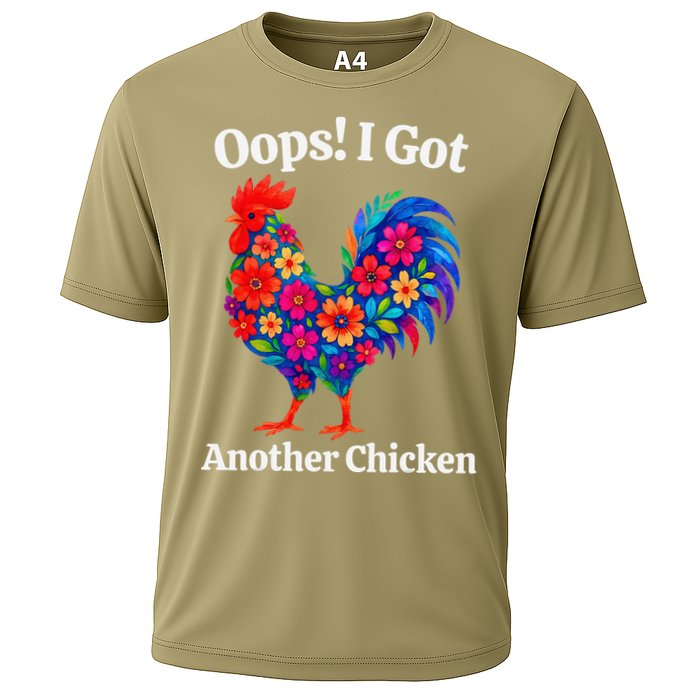 Floral Rooster Farm Animal Funny Oops I Got Another Chicken Cooling Performance Crew T-Shirt