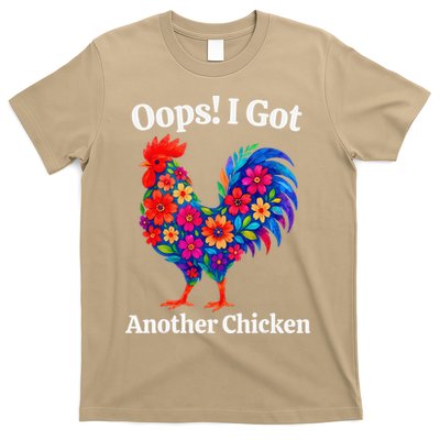 Floral Rooster Farm Animal Funny Oops I Got Another Chicken T-Shirt