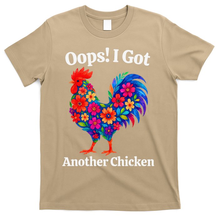 Floral Rooster Farm Animal Funny Oops I Got Another Chicken T-Shirt