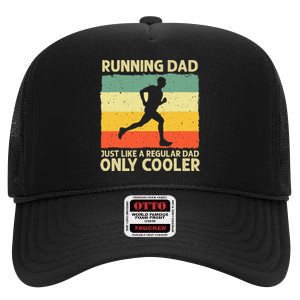 Funny Running For Men Dad Marathon Runner Coach Marathoner High Crown Mesh Back Trucker Hat