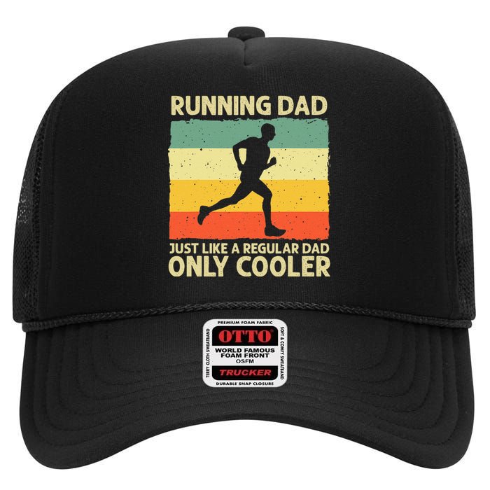 Funny Running For Men Dad Marathon Runner Coach Marathoner High Crown Mesh Back Trucker Hat