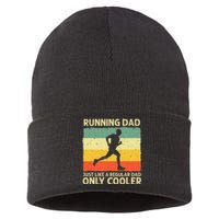 Funny Running For Men Dad Marathon Runner Coach Marathoner Sustainable Knit Beanie