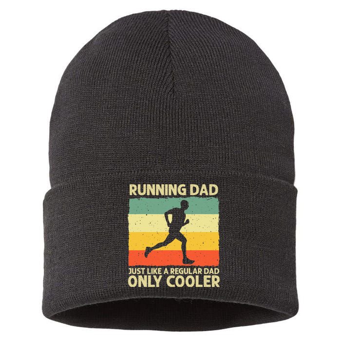 Funny Running For Men Dad Marathon Runner Coach Marathoner Sustainable Knit Beanie