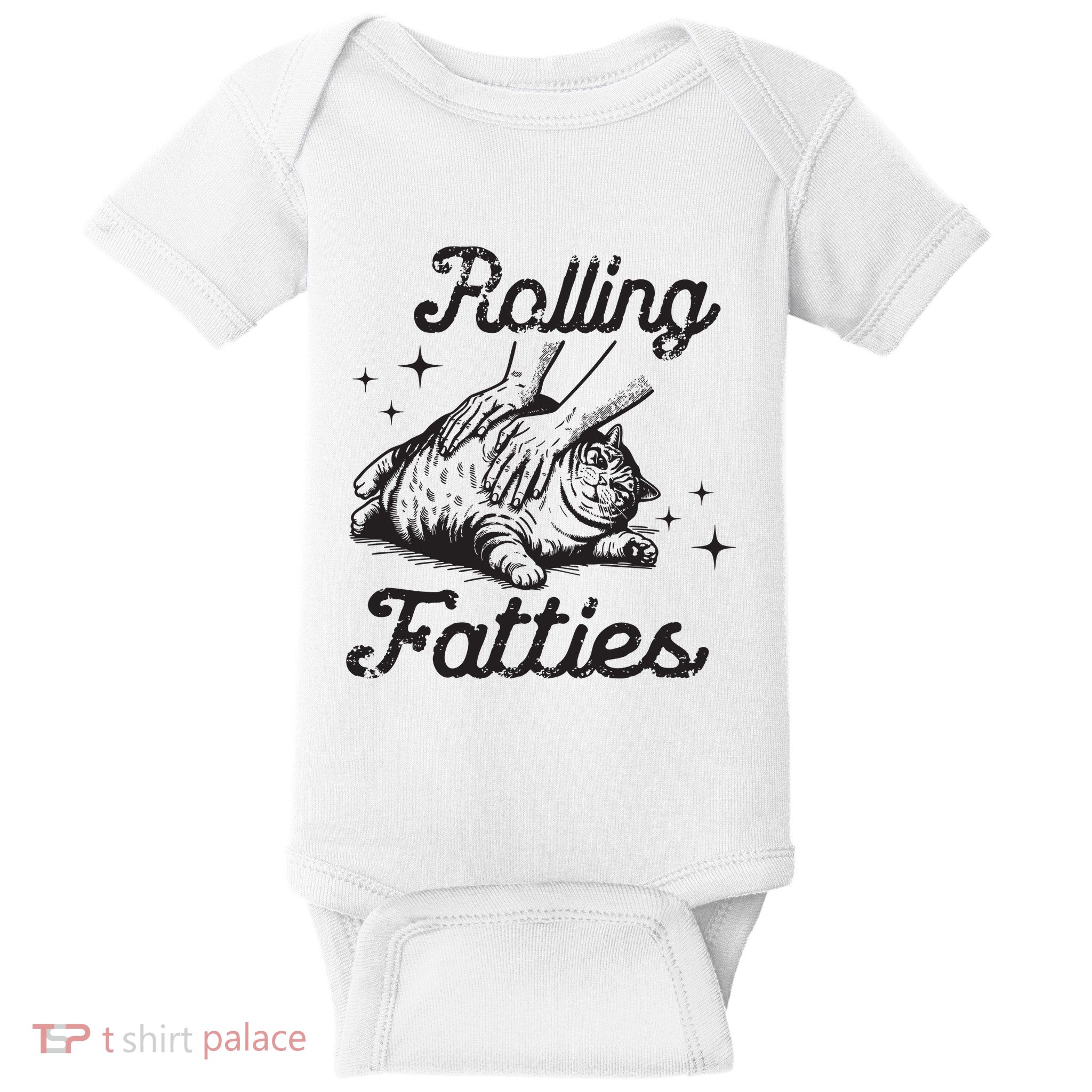 Funny Rolling Fatties Cat Lover Baby Bodysuit