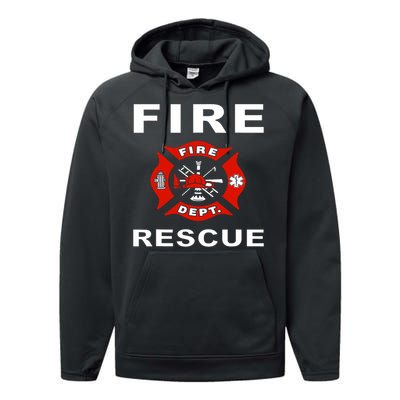 Fire Rescue Fire Fighter Fireman Performance Fleece Hoodie