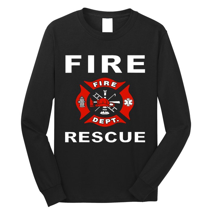 Fire Rescue Fire Fighter Fireman Long Sleeve Shirt