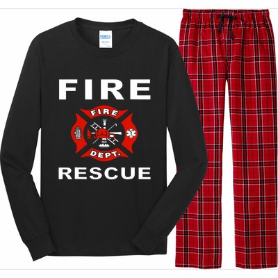 Fire Rescue Fire Fighter Fireman Long Sleeve Pajama Set