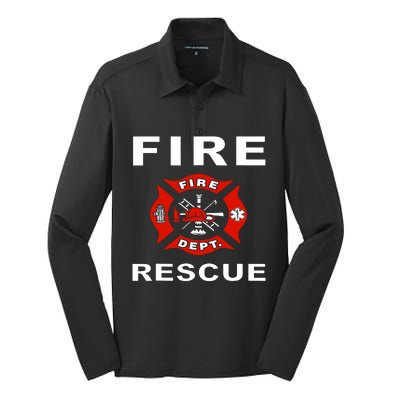 Fire Rescue Fire Fighter Fireman Silk Touch Performance Long Sleeve Polo