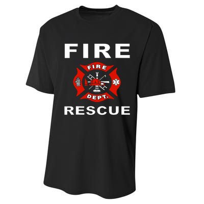 Fire Rescue Fire Fighter Fireman Performance Sprint T-Shirt