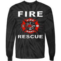 Fire Rescue Fire Fighter Fireman Tie-Dye Long Sleeve Shirt