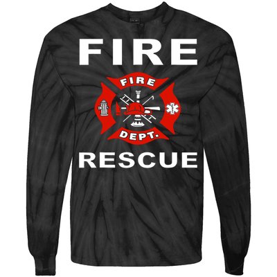 Fire Rescue Fire Fighter Fireman Tie-Dye Long Sleeve Shirt