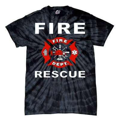 Fire Rescue Fire Fighter Fireman Tie-Dye T-Shirt